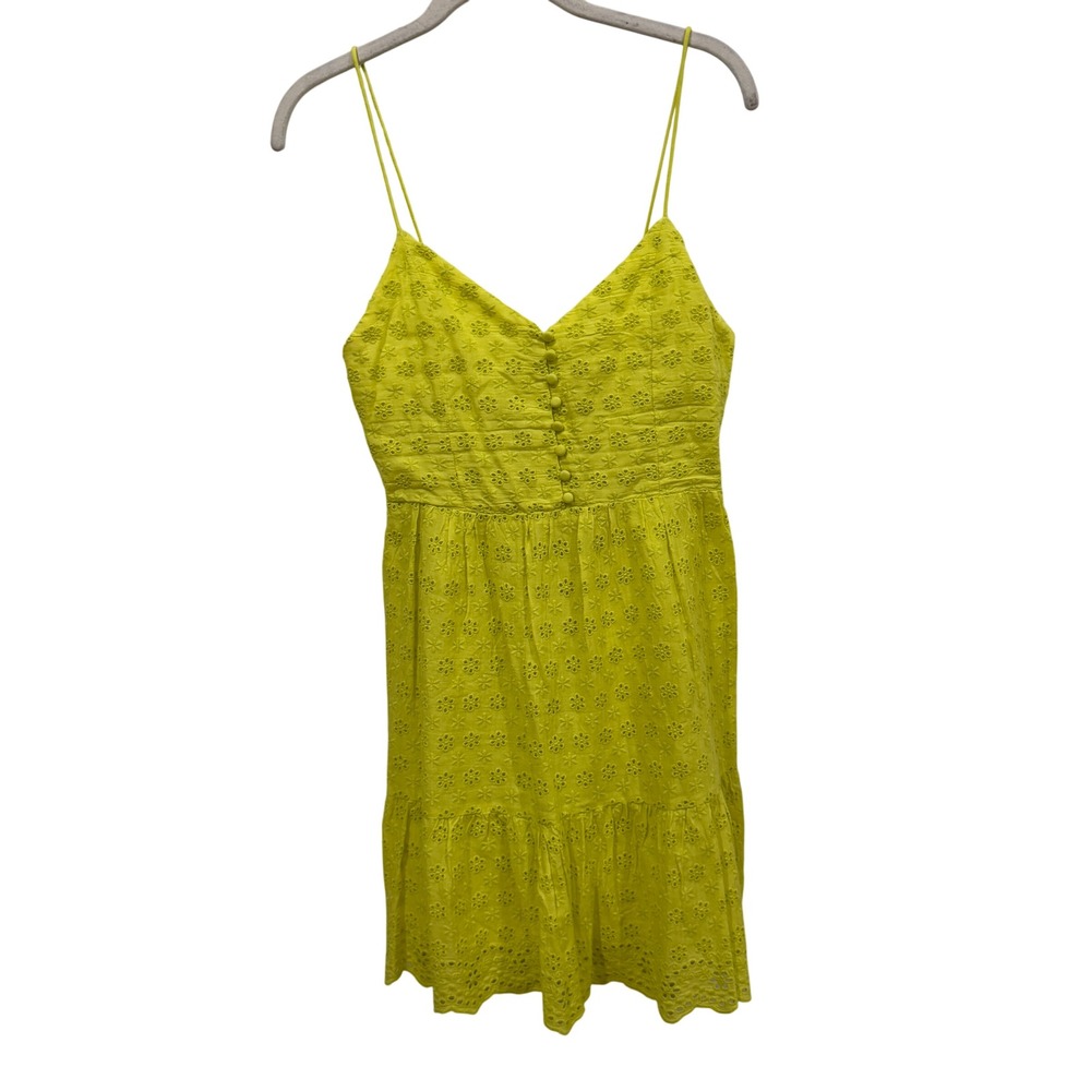 Alice‎ + Olivia Neon Yellow Eyelet Mini Dress CC204K16523 Size 2